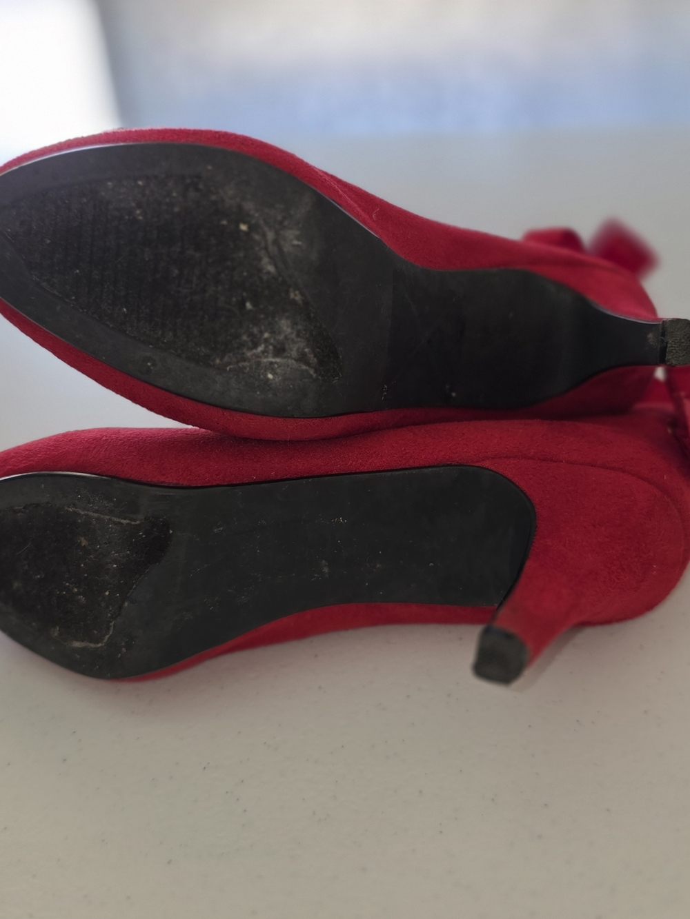 Impo Tarra Red Faux Suede Bow Back Ankle Boots‎ Shooties - Size 6.5 - Picture 7 of 8